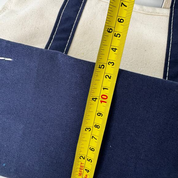 Vintage 1990s Mini Boat Tote Stiff Canvas Navy White Clean USA 1990s Tag - Picture 10 of 11